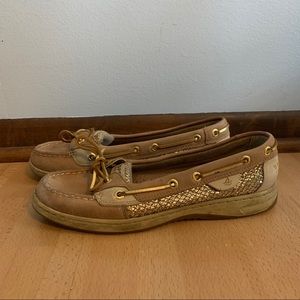 Sperry Top Sider Boat Shoes- Tan w/ Sparkles